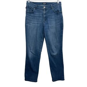 Lee Womens Jeans Relaxed Fit Straight Leg Stretch Mid Rise Zip Fly Blue Sz 34*